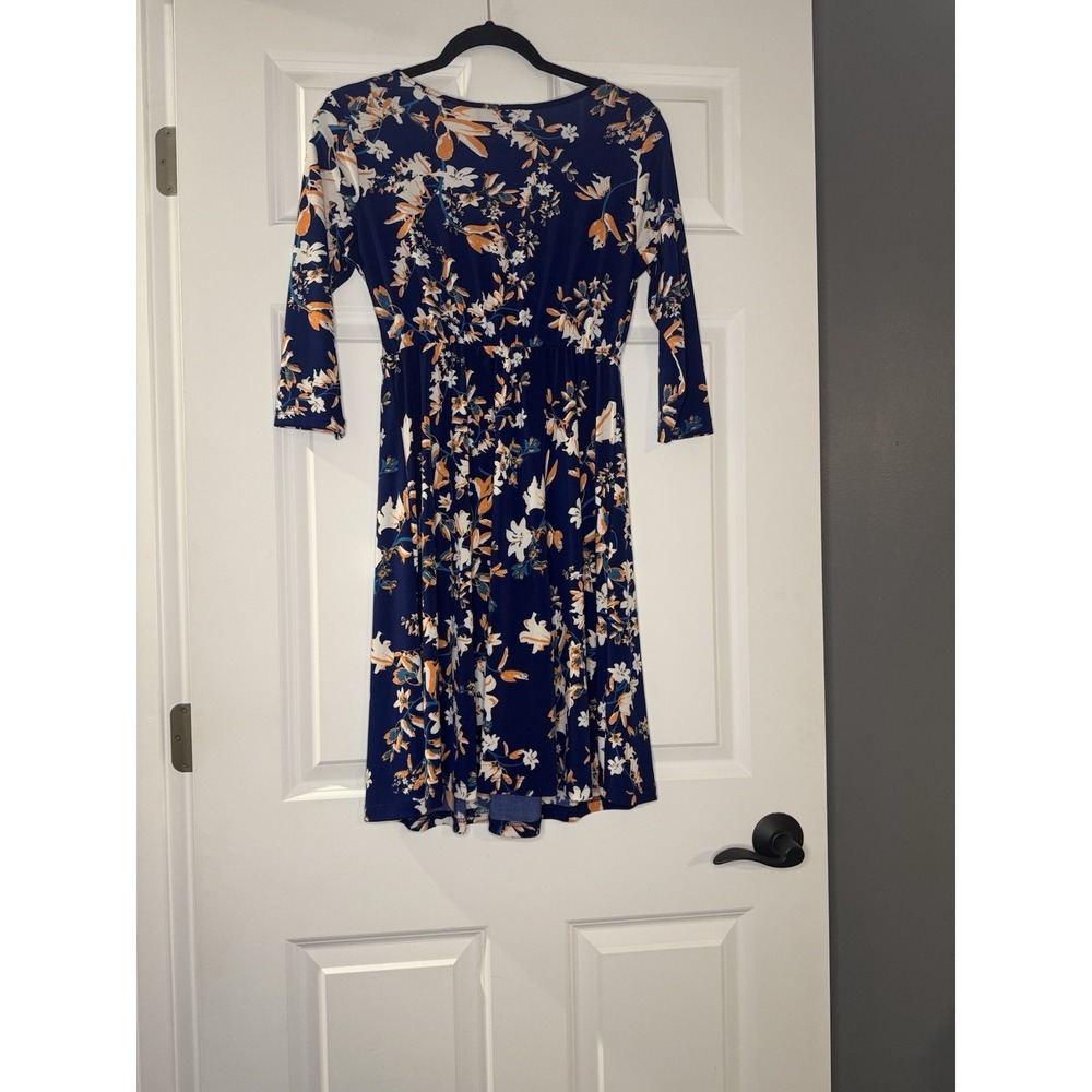 Renee C Stitch Fix Navy Floral Wrap Dress Small - Picture 2 of 2